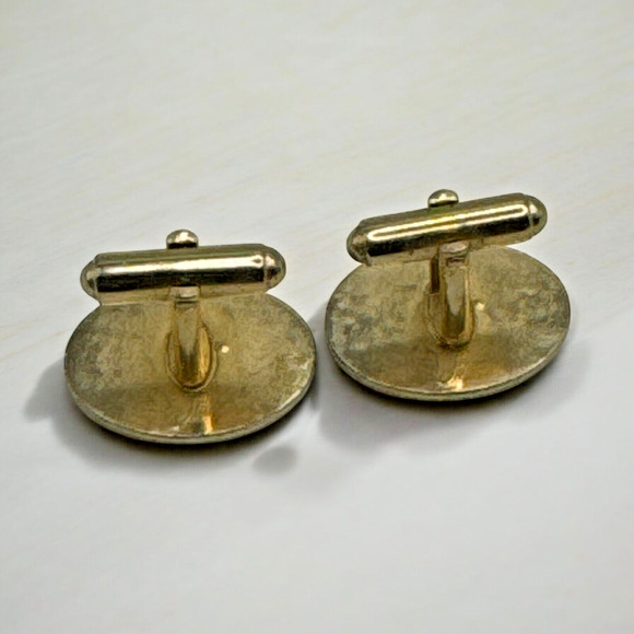 Anson Gold Tone & Rhinestone Bullet Back Cuff Links 12.28 Grams - Picture 5 of 6